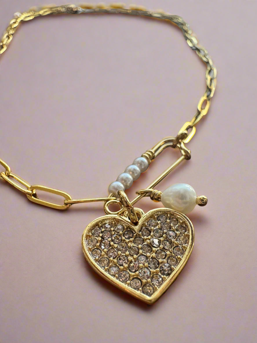 Paperclip Gold-Filled Chain Heart Pendant Necklace