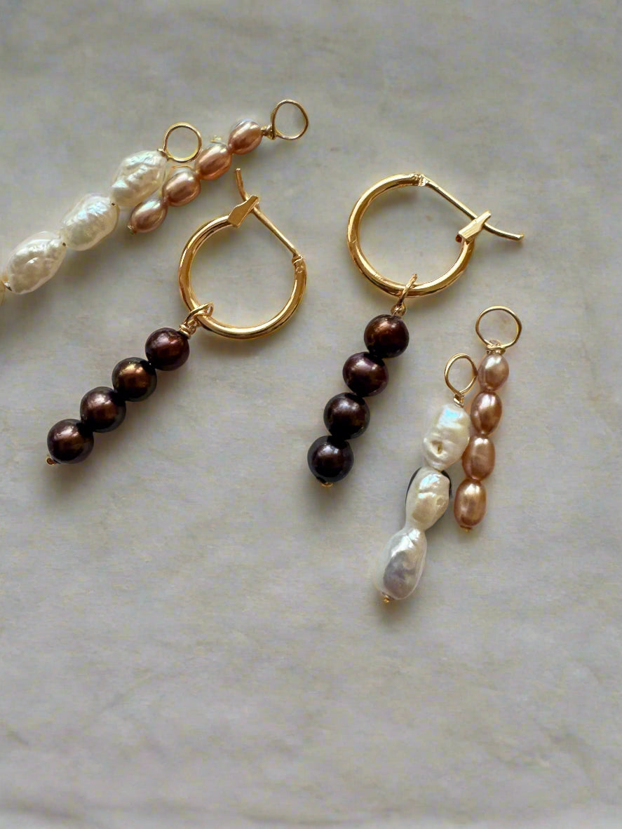 Interchangeable Gold Filled Pearl Hoop Earrings