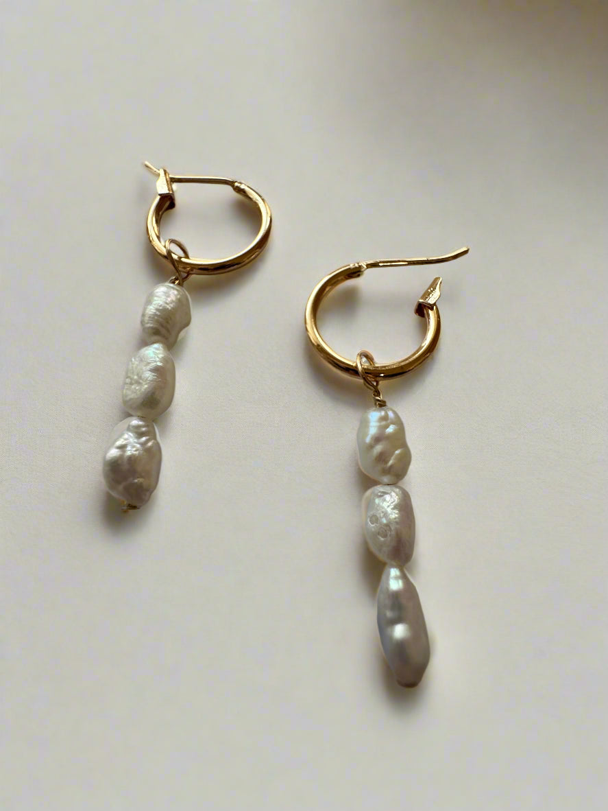 Interchangeable Gold Filled Pearl Hoop Earrings