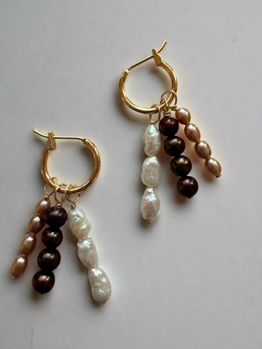 Interchangeable Gold Filled Pearl Hoop Earrings