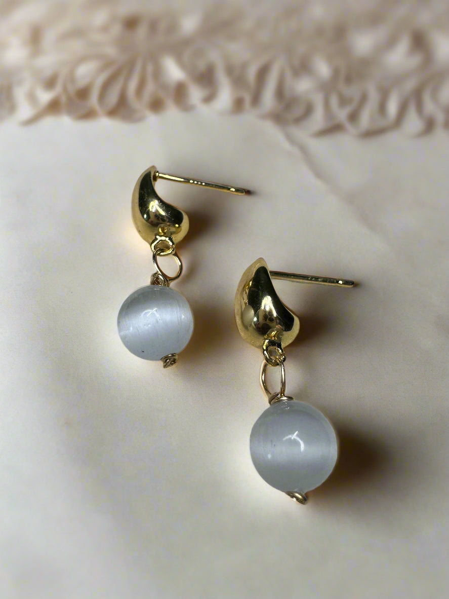 Cat's Eye Gold-Filled Stud Earrings