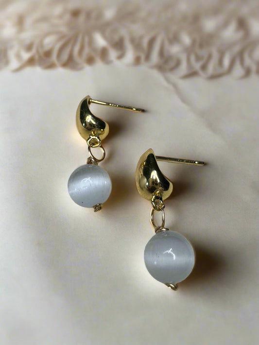Cat's Eye Gold-Filled Stud Earrings