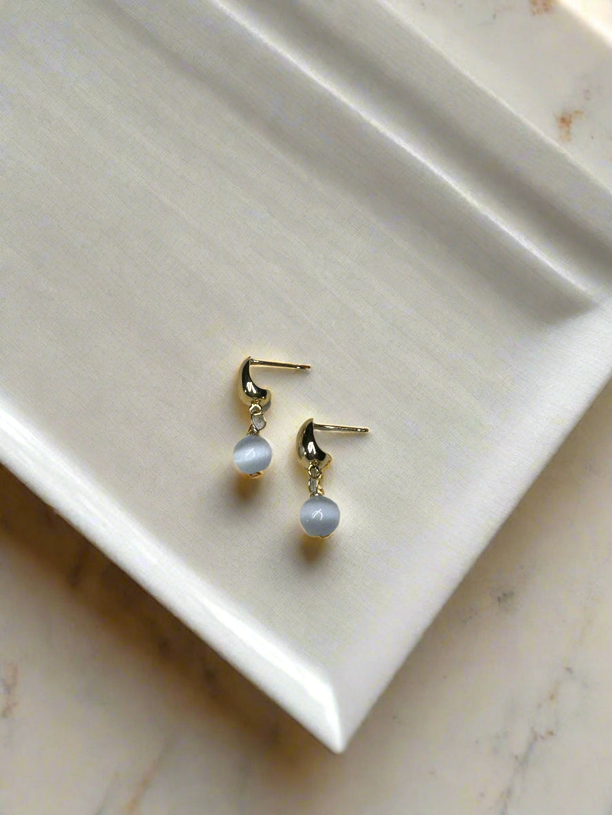 Cat's Eye Gold-Filled Stud Earrings
