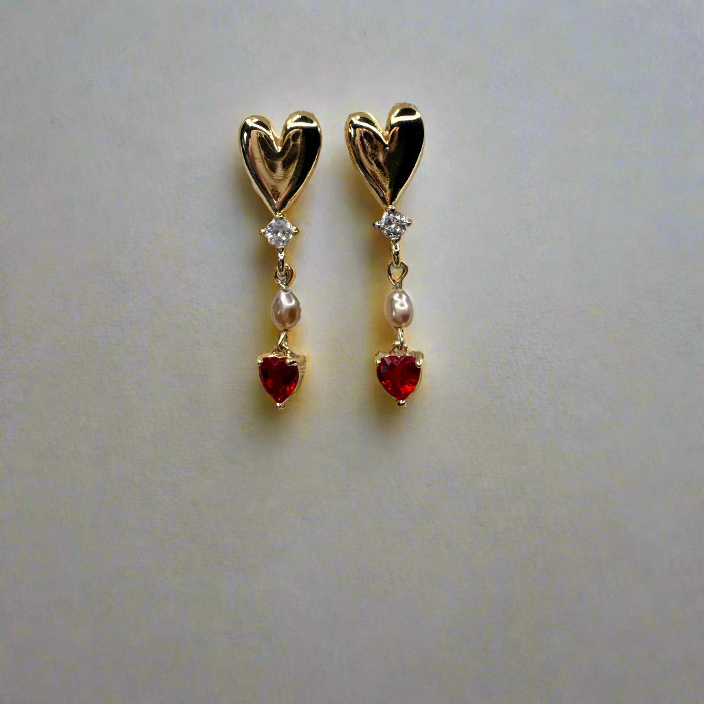 Freshwater Peacock Pearl Gold-Filled Heart Earrings