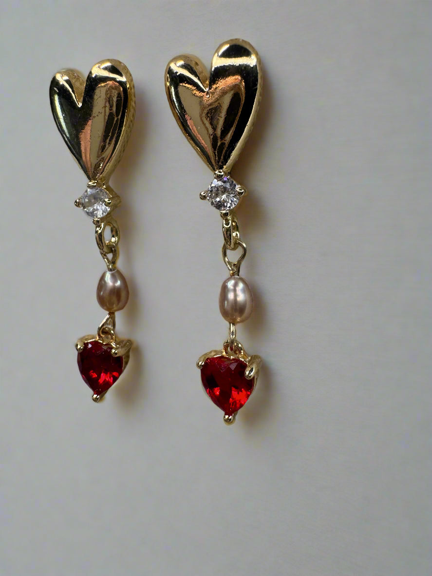 Freshwater Peacock Pearl Gold-Filled Heart Earrings