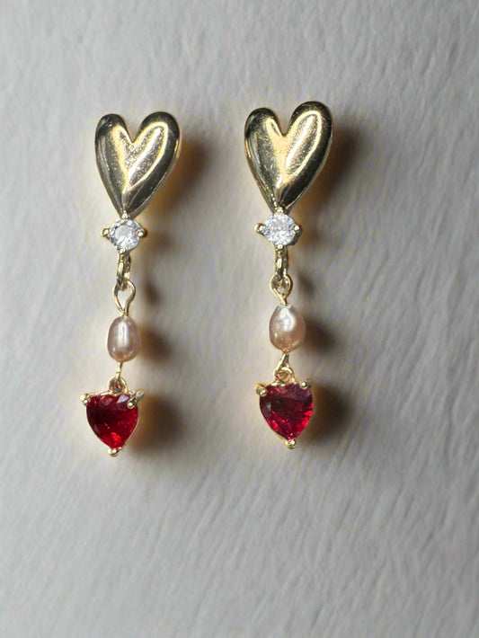 Freshwater Peacock Pearl Gold-Filled Heart Earrings