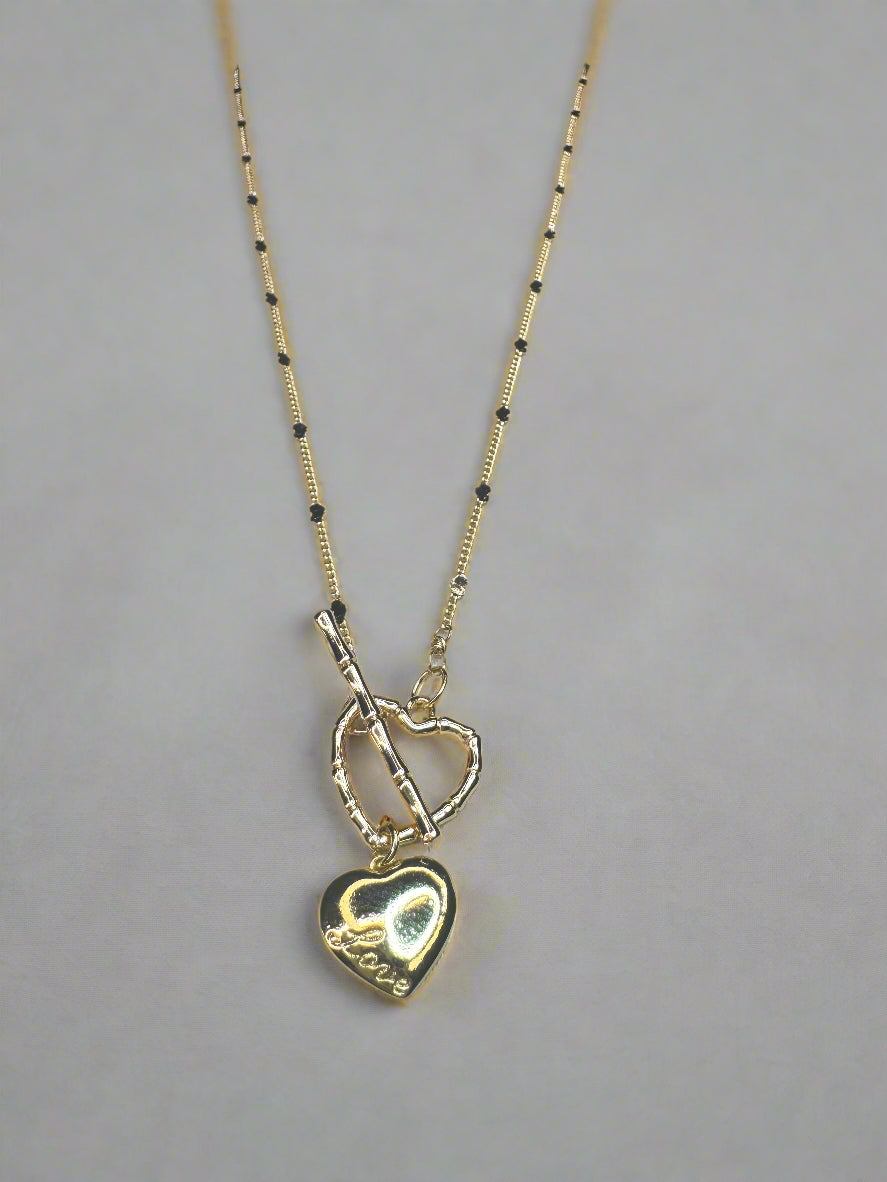 14k Gold-Filled Satellite Heart Chain with Heart Toggle