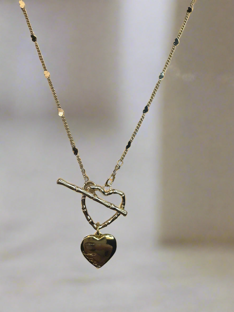 14k Gold-Filled Satellite Heart Chain with Heart Toggle