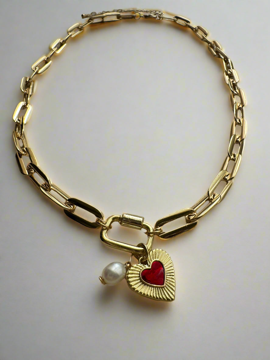 Chunky Gold-Filled Paperclip Necklace with Carabiner Clasp