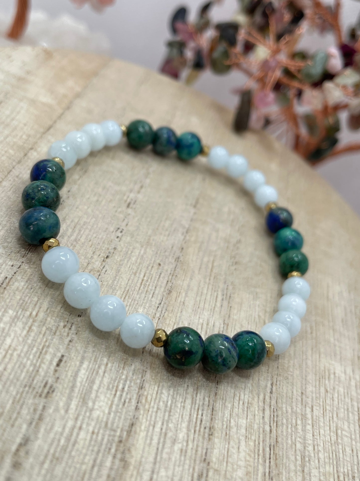 Aquamarine & Chrysocolla 6mm Beaded Bracelet