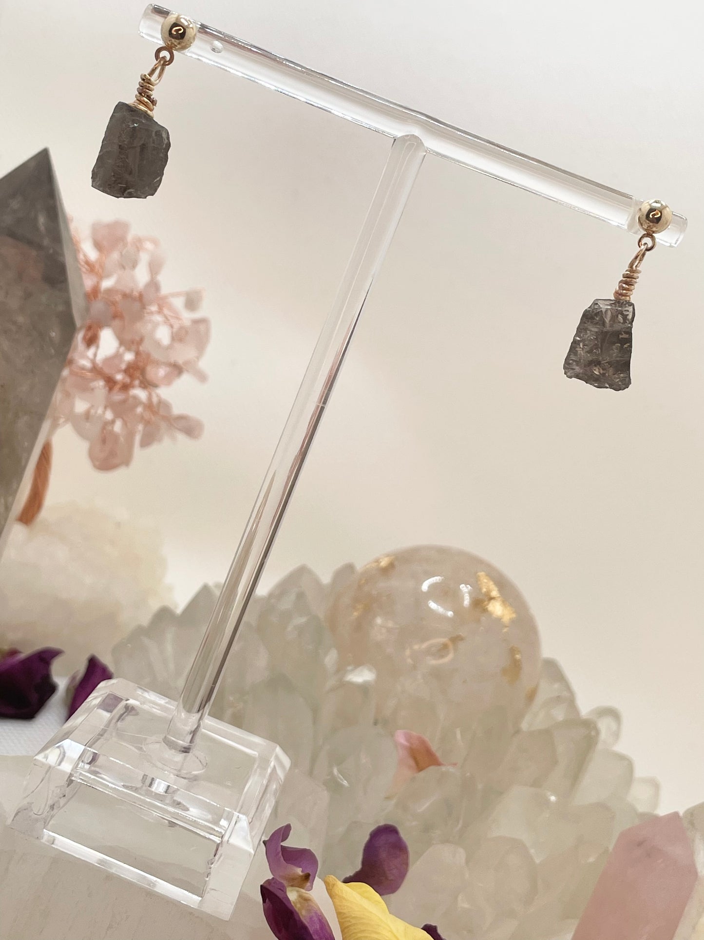 Smokey Quartz Chunk Earrings