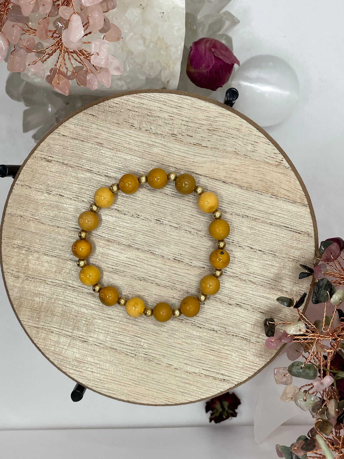 Yellow Mookaite Jasper 8mm Beaded Bracelet