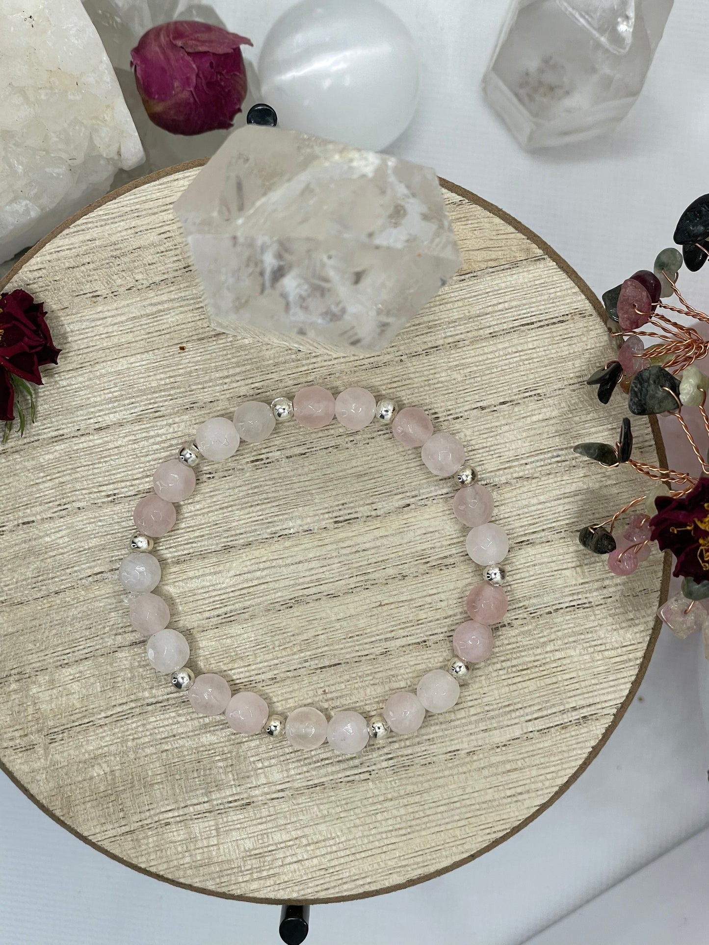 Rose Quartz 6mm Beaded Bracelet