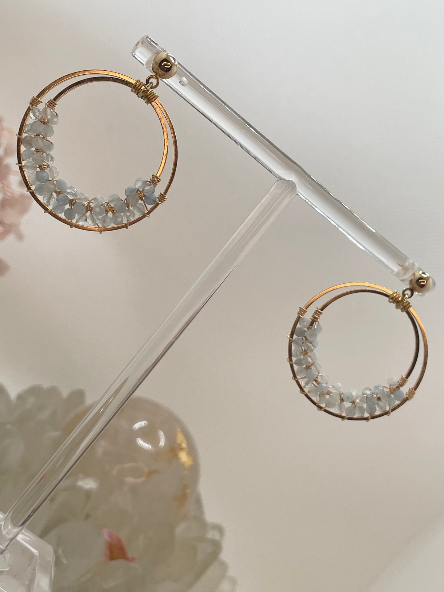Aquamarine Double Hoop Earrings