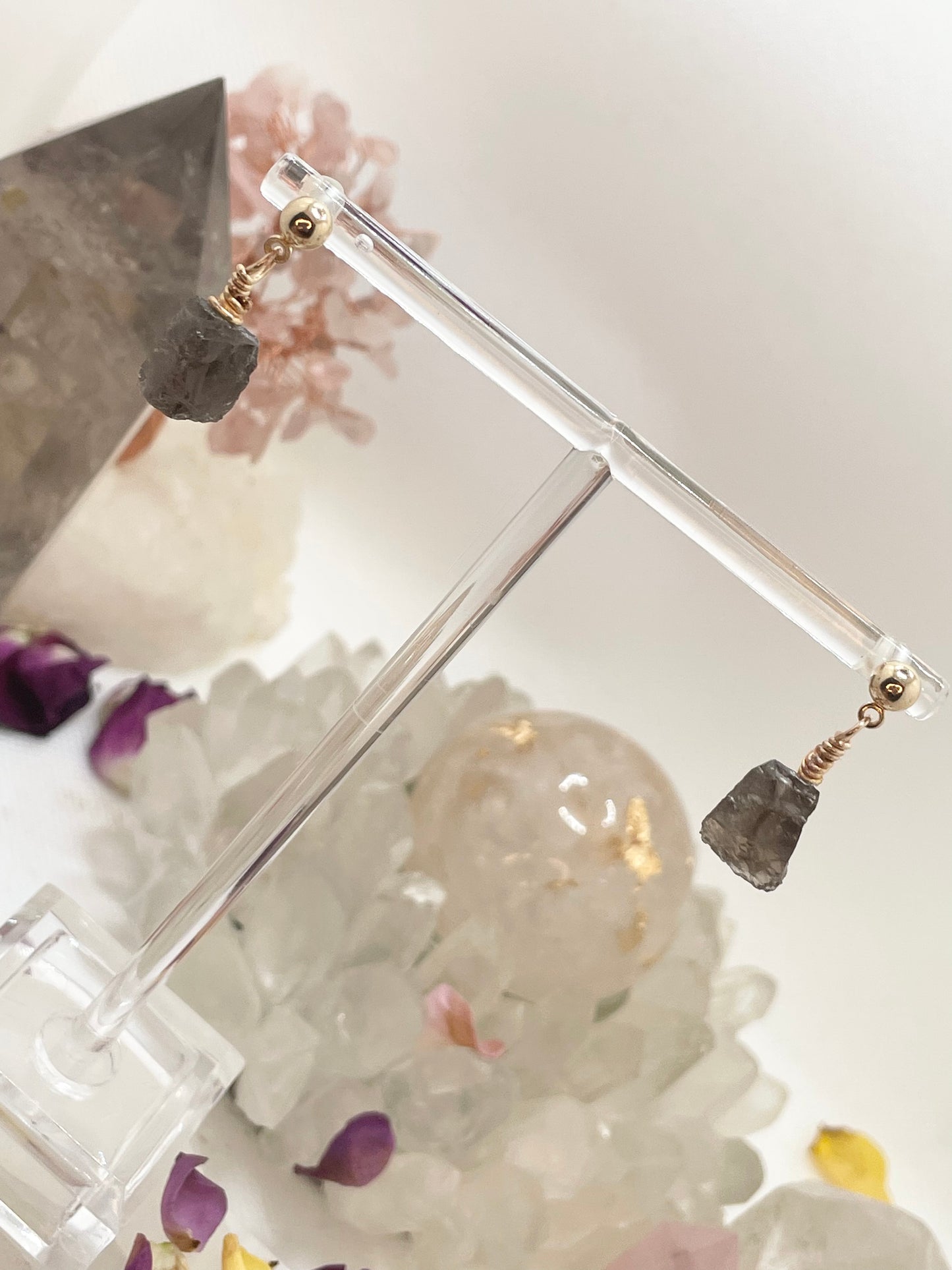Smokey Quartz Chunk Earrings