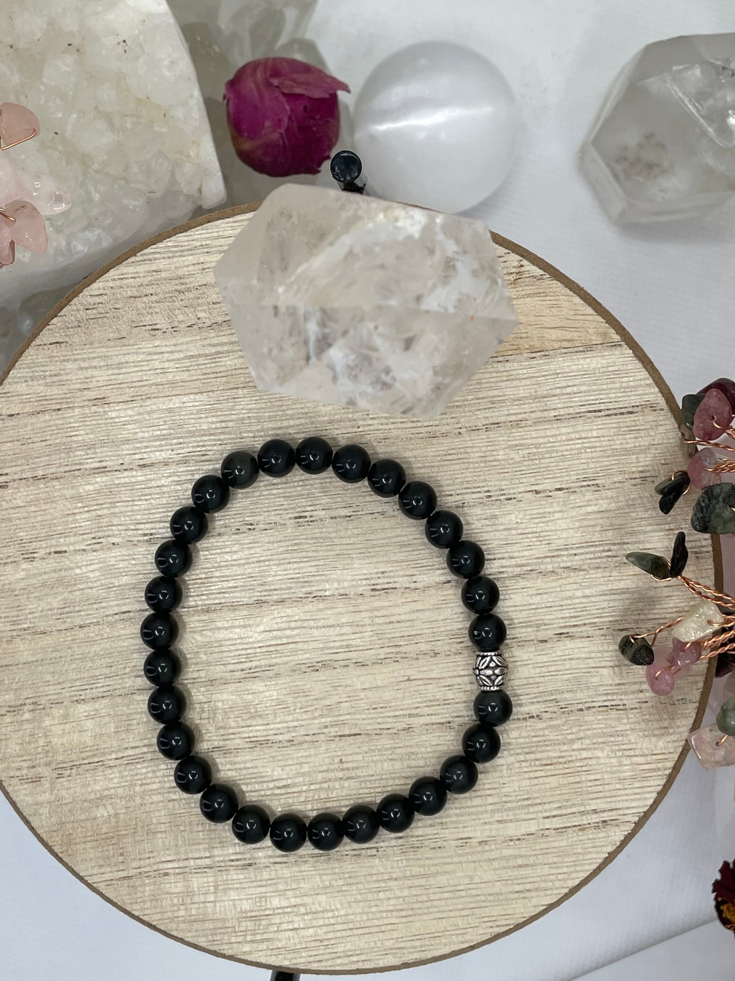Silver Obsidian 6mm Bracelet