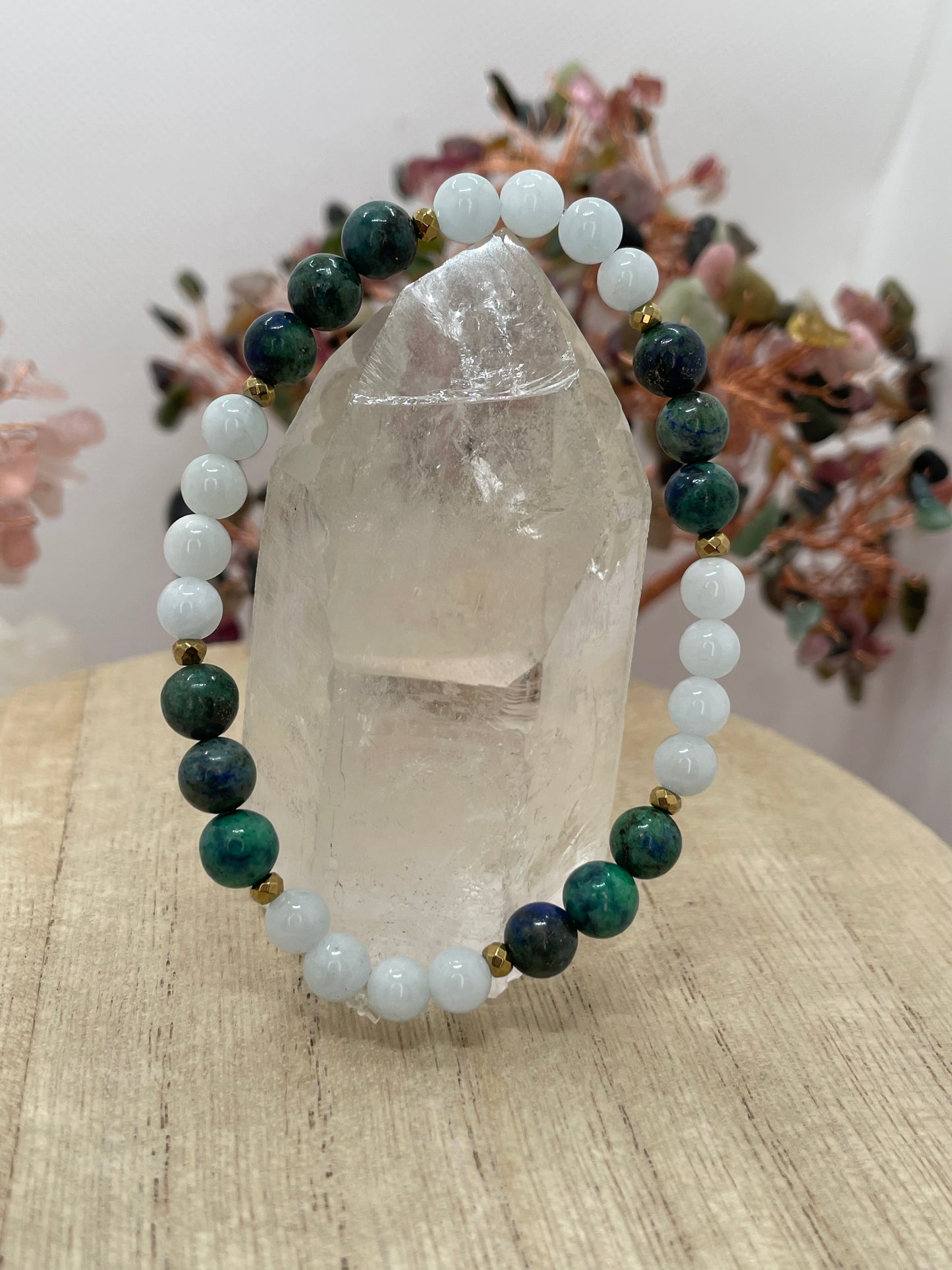 Aquamarine & Chrysocolla 6mm Beaded Bracelet