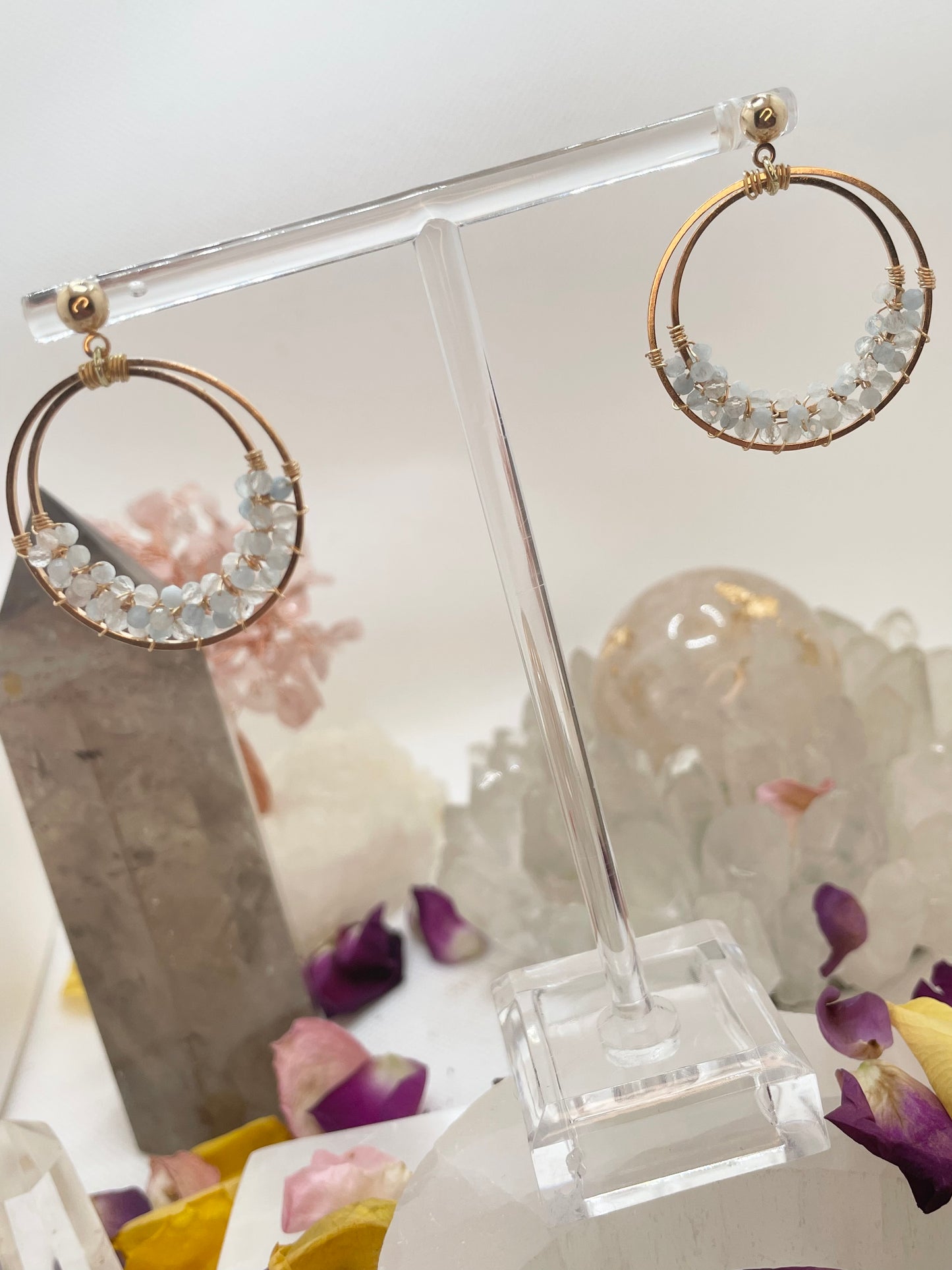 Aquamarine Double Hoop Earrings