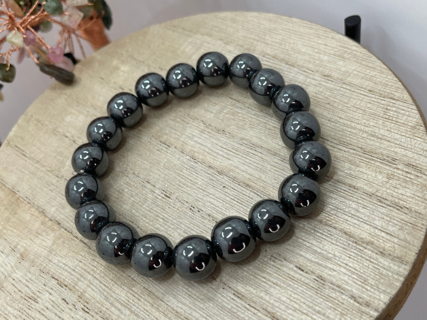 Hematite Gunmetal 10mm Beaded Bracelet
