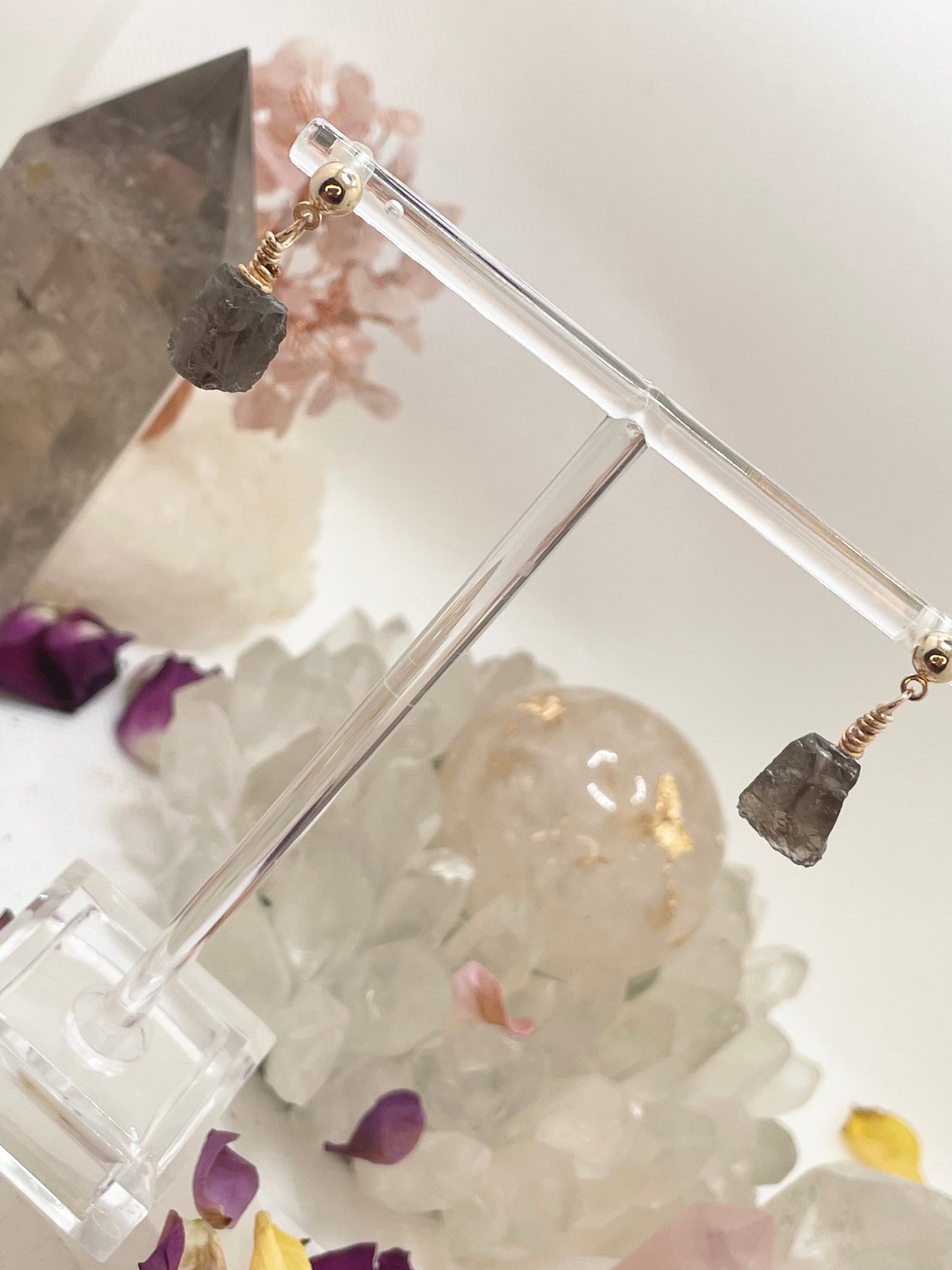 Smokey Quartz Chunk Earrings