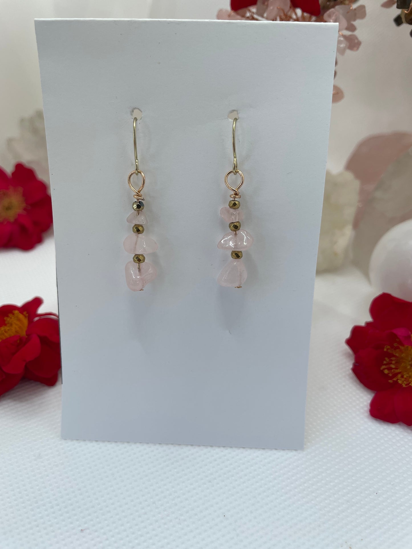 Rose Quartz Dangle Earrings
