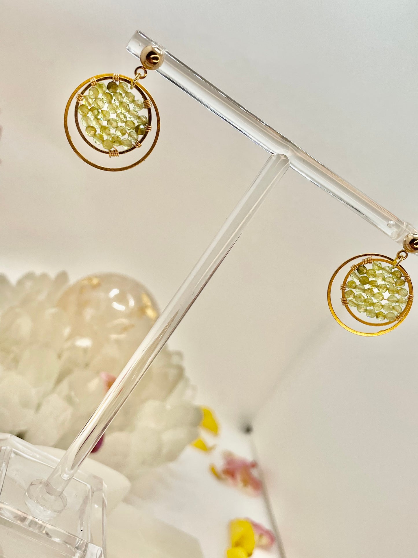 Peridot Wire Wrapped Earrings