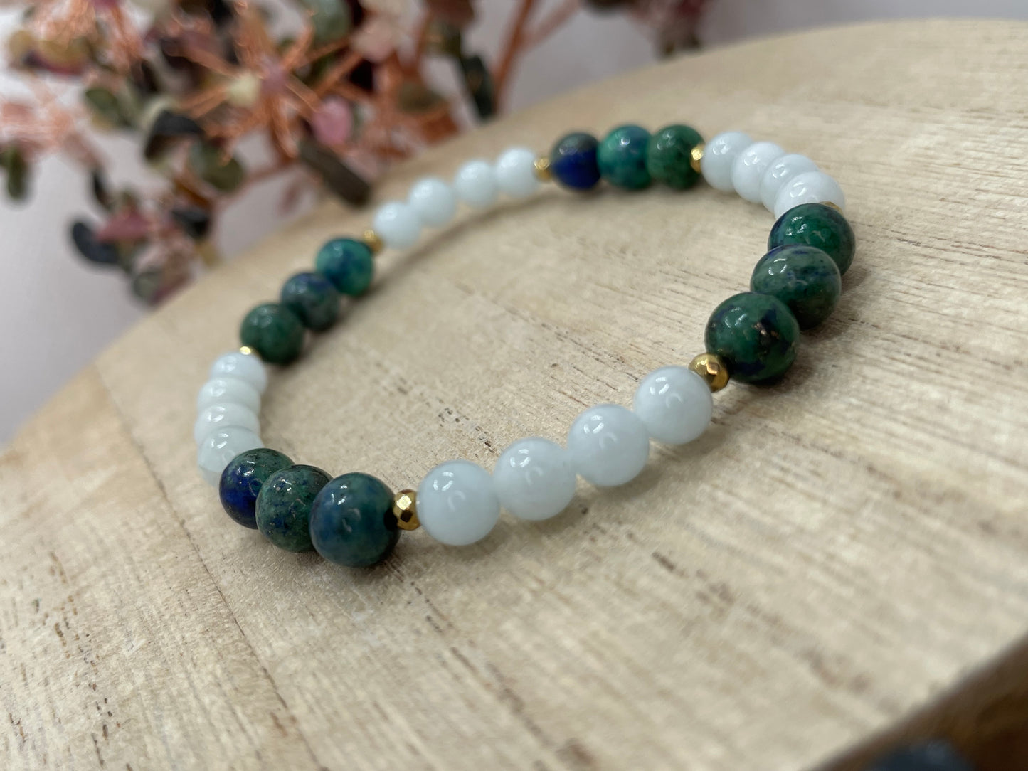 Aquamarine & Chrysocolla 6mm Beaded Bracelet
