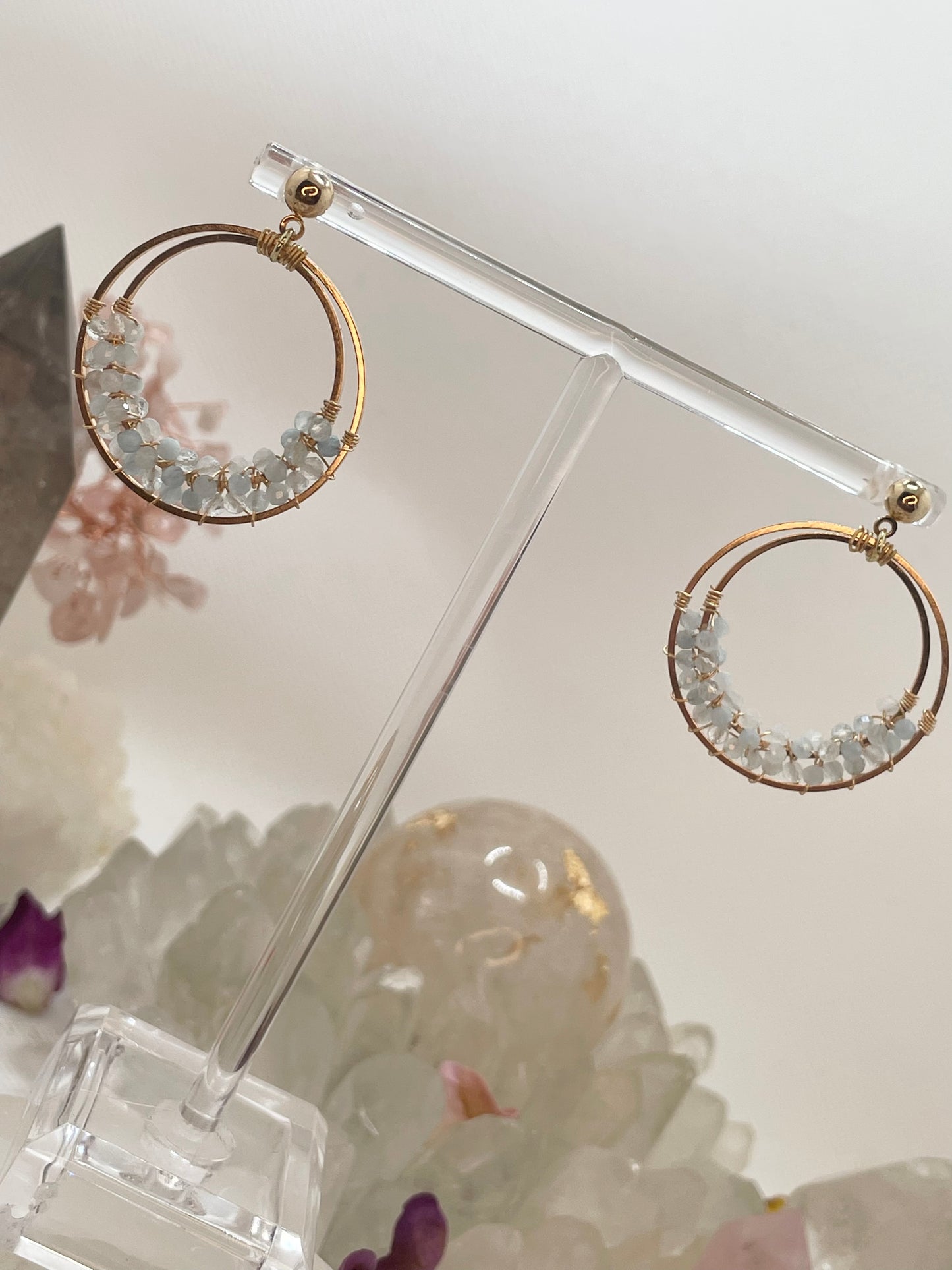 Aquamarine Double Hoop Earrings