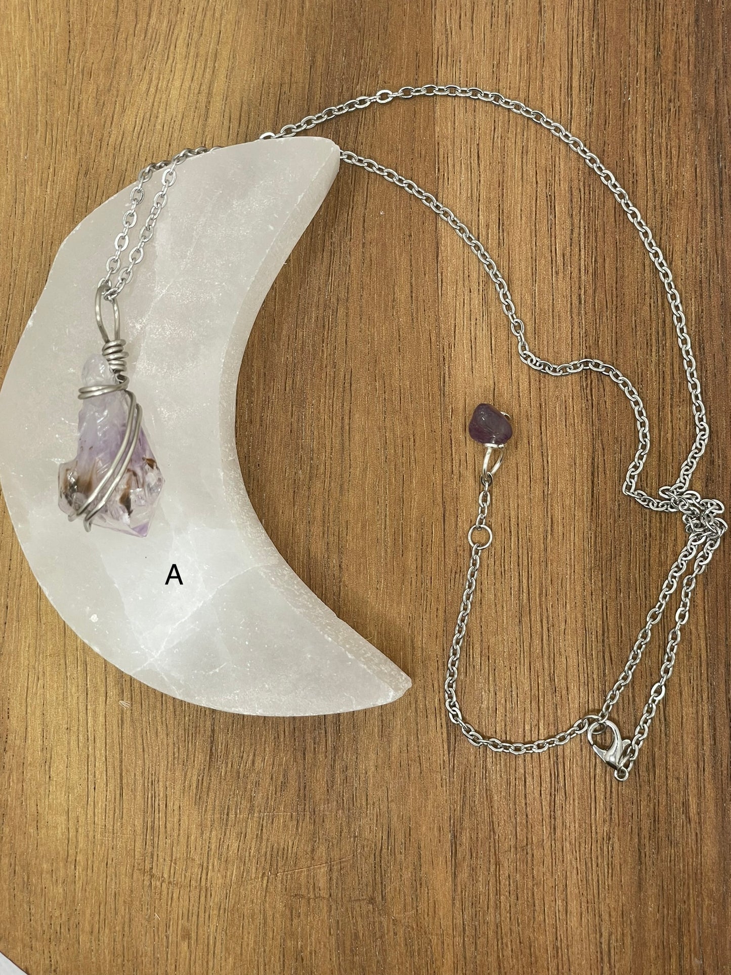 Raw Amethyst Silver Wire Wrapped Necklace