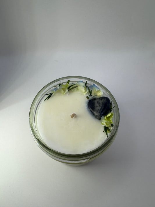 Sodalite ~ "Stone of Logic" Soy Candle~ Lavender