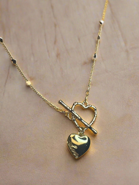 14k Gold-Filled Satellite Heart Chain with Heart Toggle