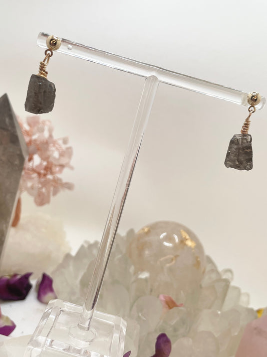 Smokey Quartz Chunk Earrings