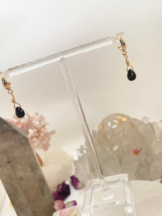 Black Spinel Dangle Earrings